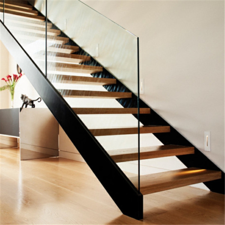 Straight interior steel wood stairs WA-SDS1002