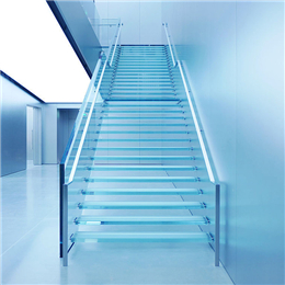 Glass straight stairs