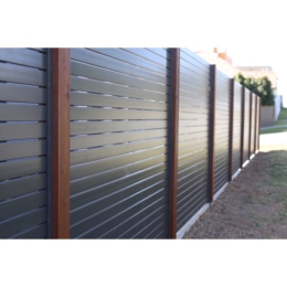 Modern horizontal slat fence