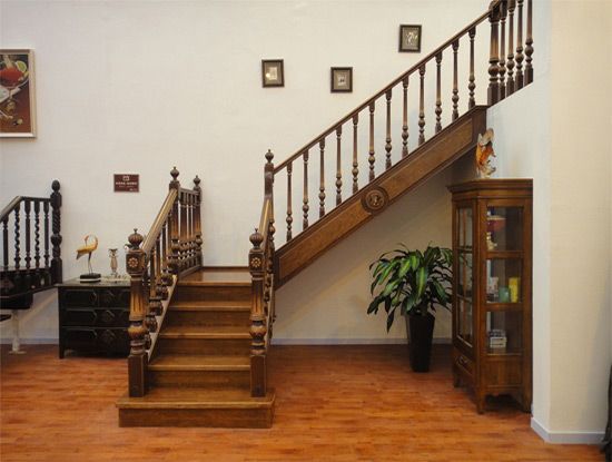 solid wood straight staircase