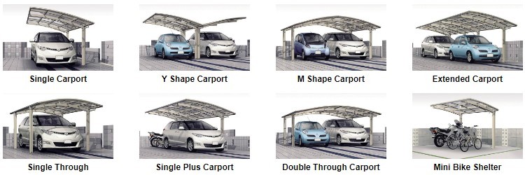 Aluminum carport with polycarbonate roofing sheet for car awning canopy