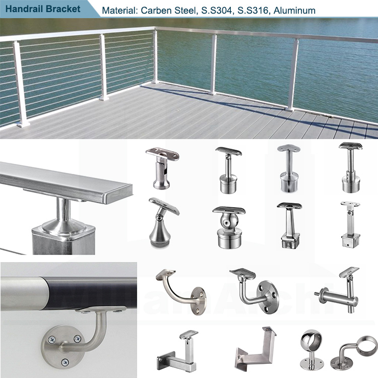 Cable railing handrail brackets